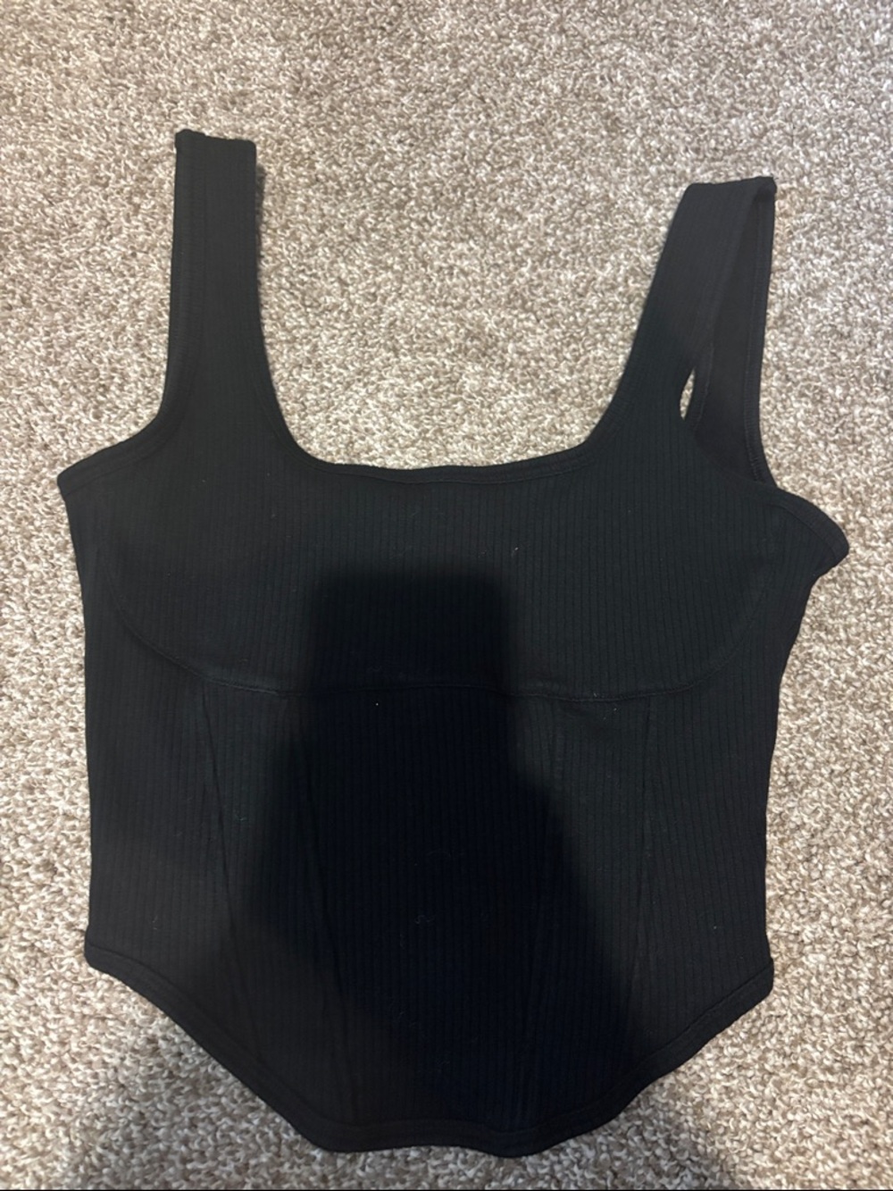 PINK Victoria's Secret Black Ribbed Scoop Neck Tank Top